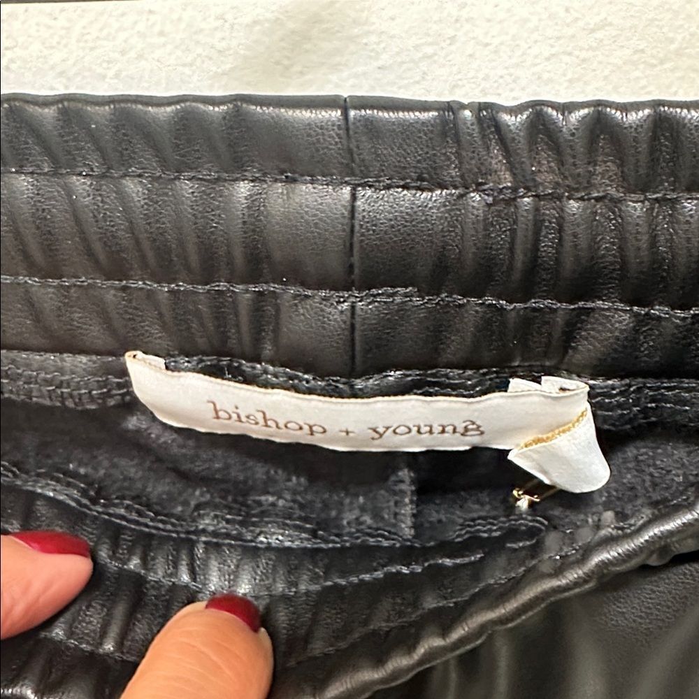 Anthropologie Black Wide-Leg Track Pants with White Side Stripe - Picture 8 of 12